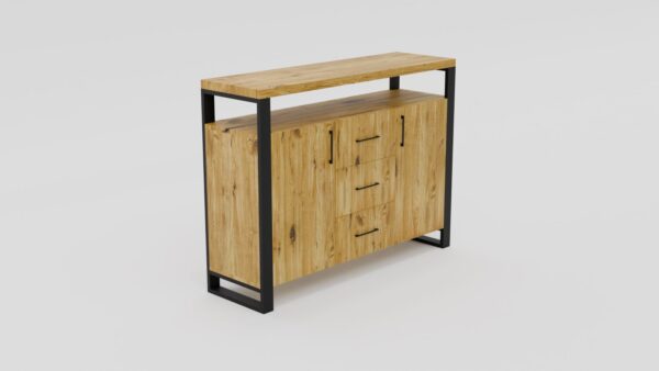 Komoda z szufladami z drewna dębowego i stali - obrazek 6