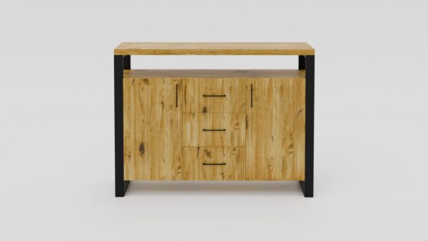 Komoda z szufladami z drewna dębowego i stali - obrazek 7