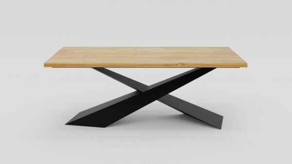 Stół o masywnej geometrycznej podstawie z drewnianym dębowym blatem | Stół 5A - obrazek 3