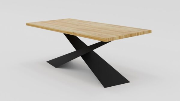 Stół o masywnej geometrycznej podstawie z drewnianym dębowym blatem | Stół 5A - obrazek 4
