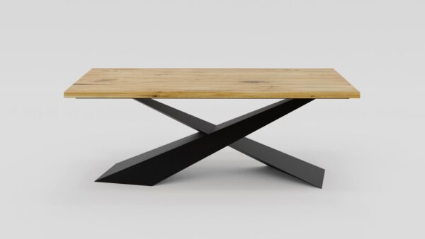 Stół o masywnej geometrycznej podstawie z drewnianym dębowym blatem | Stół 5A - obrazek 6