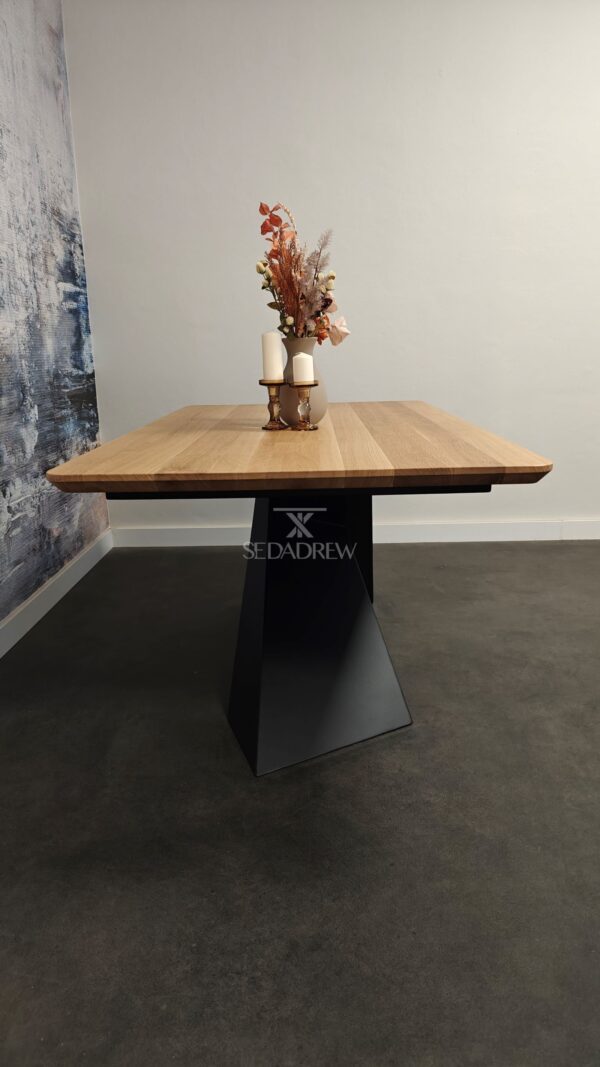 Stół nowoczesny z geometryczną podstawą typu X i dębowym blatem | Stół 5B - obrazek 9