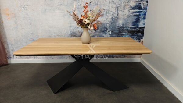 Stół nowoczesny z geometryczną podstawą typu X i dębowym blatem | Stół 5B - obrazek 11