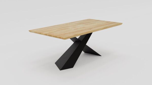 Stół nowoczesny z geometryczną podstawą typu X i dębowym blatem | Stół 5B - obrazek 2