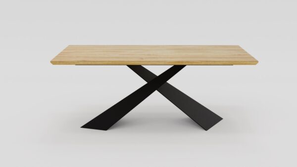 Stół nowoczesny z geometryczną podstawą typu X i dębowym blatem | Stół 5B - obrazek 3