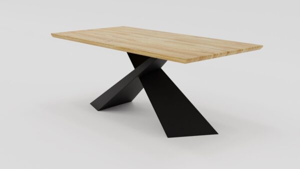 Stół nowoczesny z geometryczną podstawą typu X i dębowym blatem | Stół 5B - obrazek 4