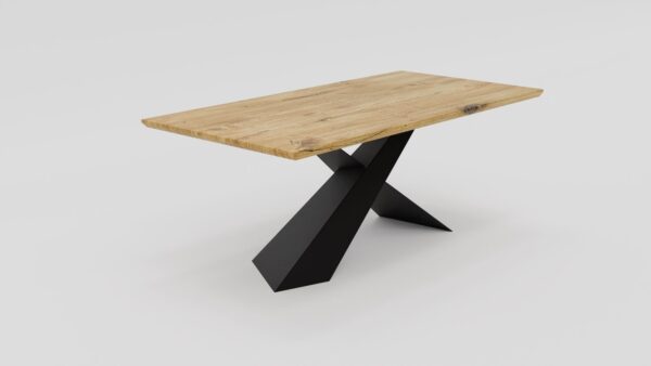 Stół nowoczesny z geometryczną podstawą typu X i dębowym blatem | Stół 5B - obrazek 5