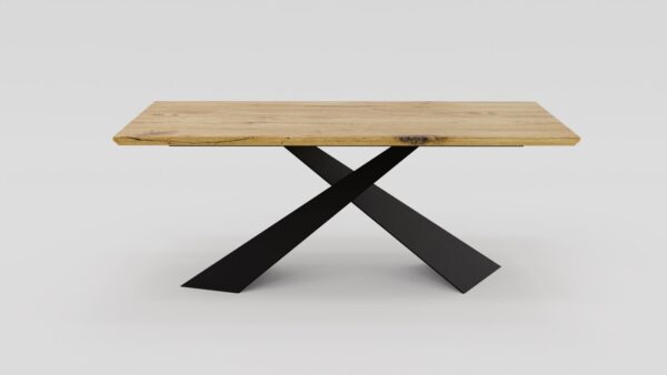 Stół nowoczesny z geometryczną podstawą typu X i dębowym blatem | Stół 5B - obrazek 6