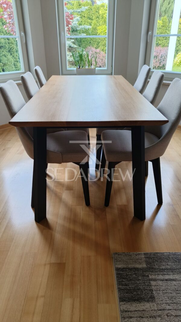 Stół klasyczny z nogami ze stali i dębowym blatem | Stół 1B - obrazek 6