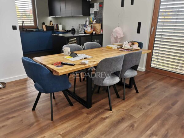 Stół z drewnianym dębowym blatem i metalowymi nogami typu U | Stół 2 - obrazek 3