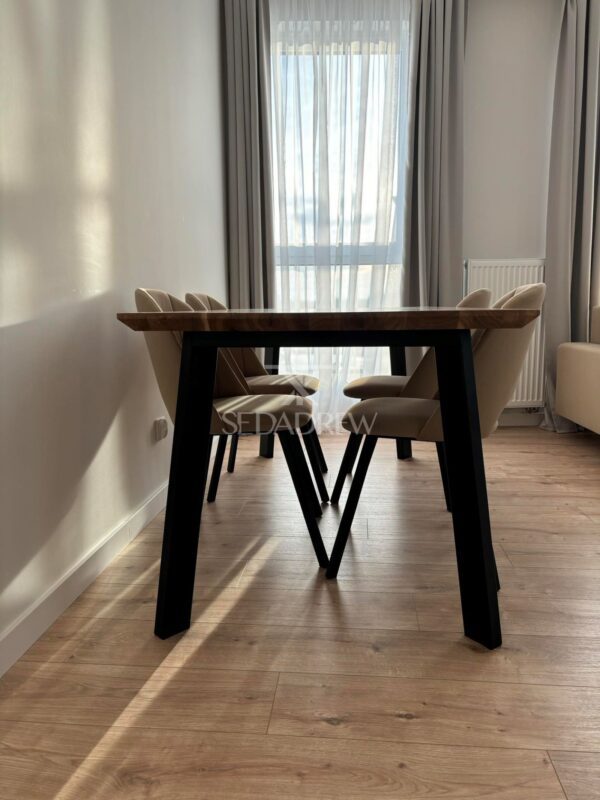 Stół klasyczny z nogami ze stali i dębowym blatem | Stół 1B - obrazek 8