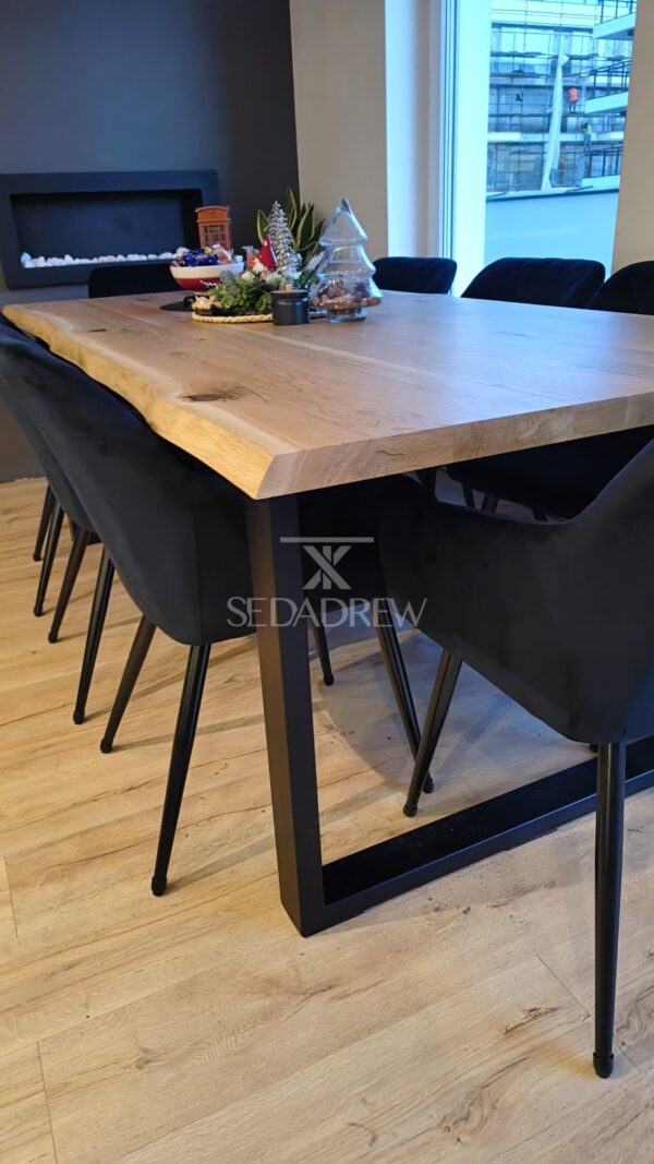 Stół z drewnianym dębowym blatem i metalowymi nogami typu U | Stół 2 - obrazek 5