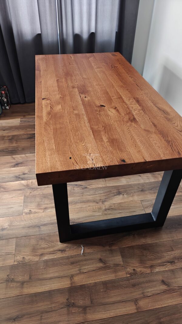 Nowoczesny masywny stół z nogami typu U i blatem z litego drewna dębowego | Stół 2C - obrazek 6