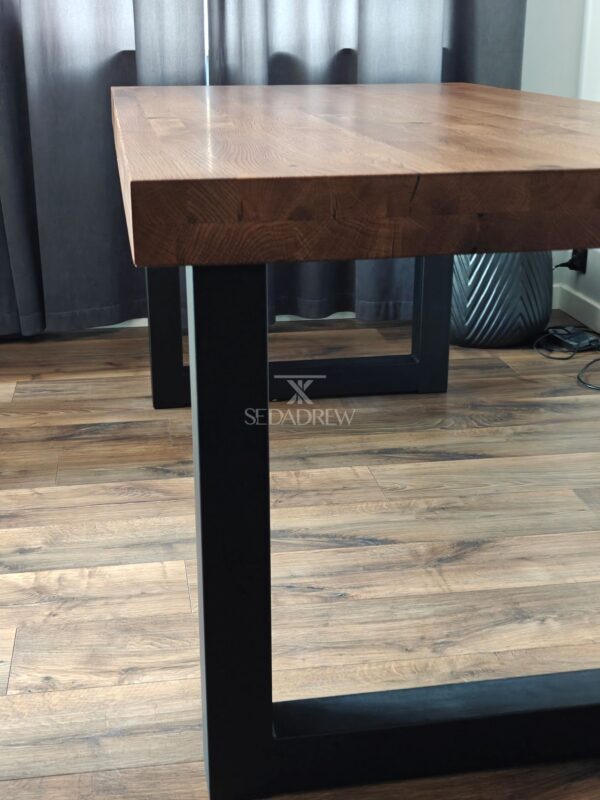 Nowoczesny masywny stół z nogami typu U i blatem z litego drewna dębowego | Stół 2C - obrazek 7