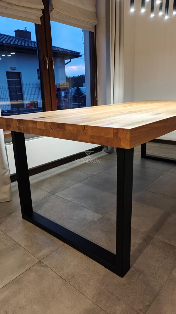 Nowoczesny masywny stół z nogami typu U i blatem z litego drewna dębowego | Stół 2C - obrazek 8