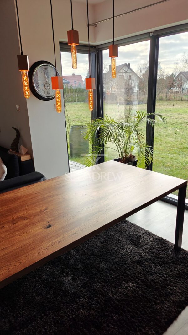 Stół z blatem z litego drewna dębowego zlicowane ze stalowymi nogami | Stół 1D - obrazek 7