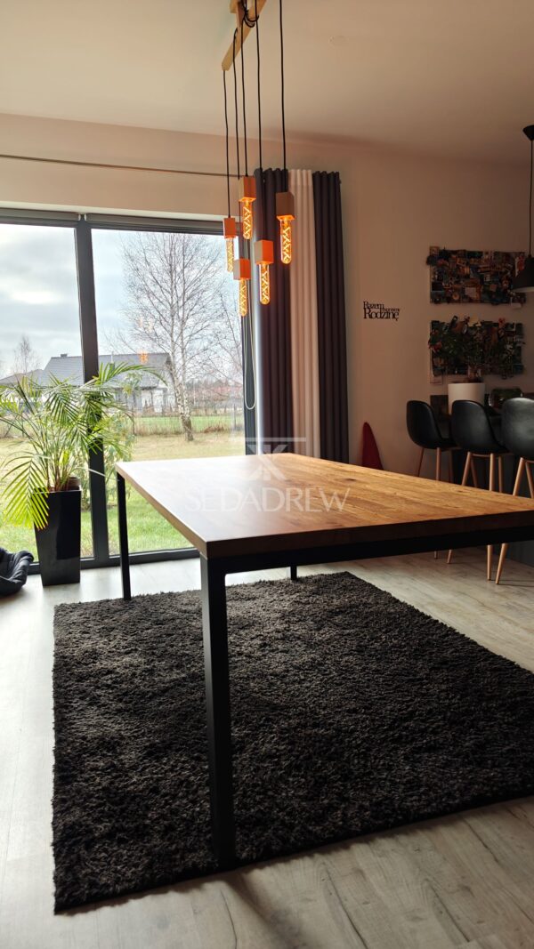 Stół z blatem z litego drewna dębowego zlicowane ze stalowymi nogami | Stół 1D - obrazek 8