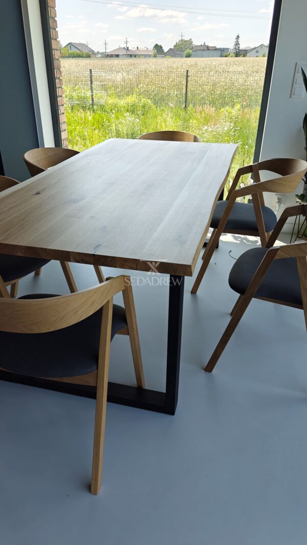 Stół z drewnianym dębowym blatem i metalowymi nogami typu U | Stół 2 - obrazek 13