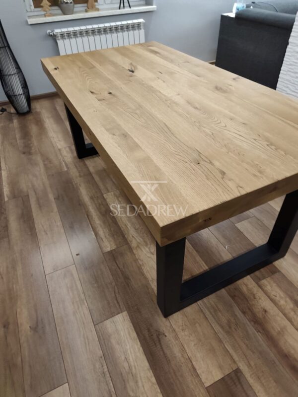 Nowoczesny masywny stół z nogami typu U i blatem z litego drewna dębowego | Stół 2C - obrazek 9