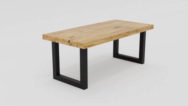 Nowoczesny masywny stół z nogami typu U i blatem z litego drewna dębowego | Stół 2C - obrazek 4