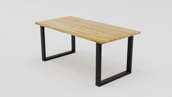 Stół z drewnianym dębowym blatem i metalowymi nogami typu U | Stół 2 - obrazek 6