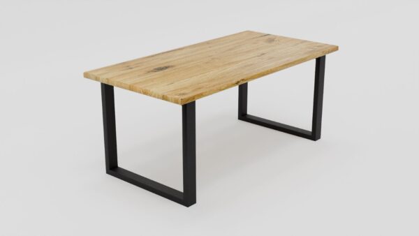 Stół z drewnianym dębowym blatem i metalowymi nogami typu U | Stół 2 - obrazek 8